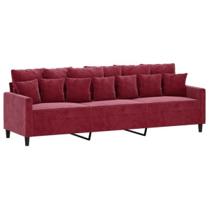 Sofa 3-osobowa, winna czerwień, 210 cm, obita aksamitem