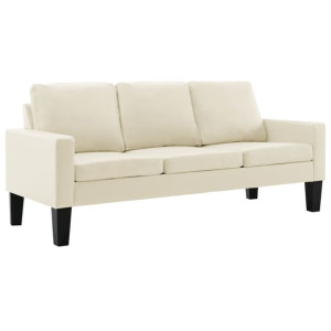 3-osobowa sofa, kremowa, sztuczna skóra