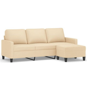 Sofa 3-osobowa, kremowa, 180 cm, tapicerowana tkaniną