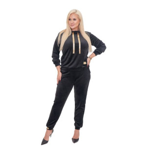 Komplet Damski Welurowy Duże Rozmiary Moon-641 Czarny 3xl