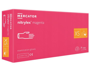 Rękawice nitrylowe bezpudrowe rękawiczki ochronne  Nitrylex Magenta XS