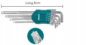 Zestaw kluczy TORX LONG CR-V T10-T50 9szt TOTAL