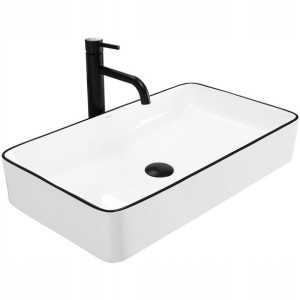 Umywalka Ceramiczna Nablatowa DENIS Black Edge REA