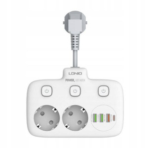 Listwa zasilająca LDNIO 2 gniazda AC 3xUSB 1xUSB-C