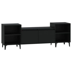 Szafka pod TV, czarna, 160x35x55 cm, materiał drewnopochodny