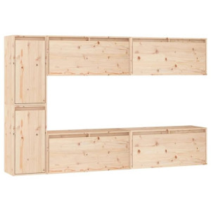 Szafki pod TV, 6 szt., lite drewno sosnowe