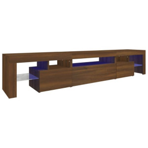 Szafka pod TV z oświetleniem LED, brązowy dąb, 215x36,5x40 cm