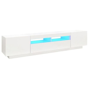 Szafka pod TV z oświetleniem LED, biała, 200x35x40 cm