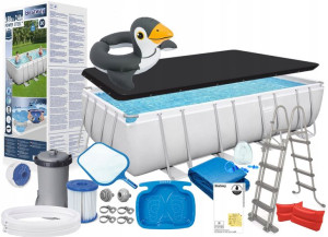 Bestway 56670 Basen 15w1 Stelażowy 488x244x122cm