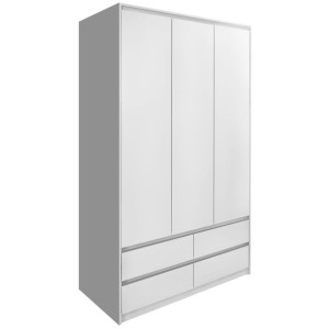 Szafa trzydrzwiowa z szufladami biała 120cm DEXTER