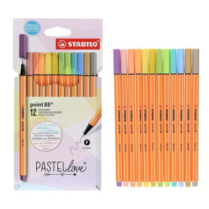 Cienkopisy Stabilo point 88 Pastellove Wallet 12 szt 8812-7-7