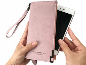 Portfel Damski Duży Etui Na Telefon Iphone Różowy