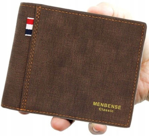 Męski Portfel Kieszonki Elegancki Brązowy Skórzany