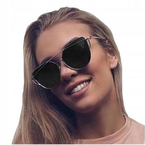 Modne Okulary Przeciwsłoneczne Glam Czarne Cat Eye