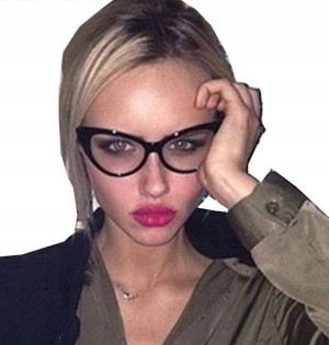 Okulary Zerówki Kocie Oko Cat Eye Czarne Kujonki