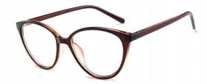 Okulary Zerówki Kocie Cat Eye Brązowe