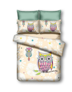 DecoKing Pościel OWLS SUMMERSTORY 200x200+80x80*2