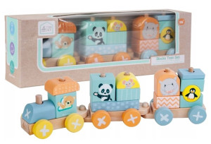 SunBaby Drewniana kolejka Lokomotywa+2 wagony 18m+