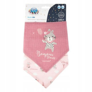 CANPOL Śliniak muślinowy BONJOUR apaszka PINK 2szt