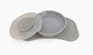 Twistshake Click Mat Mini + talerz z pokrywką Grey