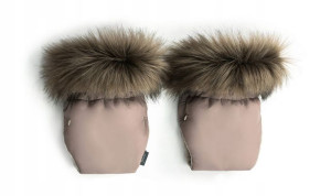 FLOO Mufka do wózka rękawice futerko BROWN