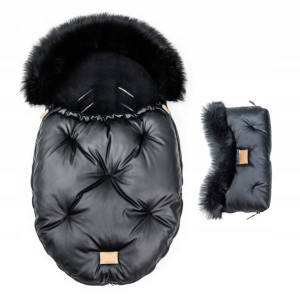 FLOO śpiworek+mufka ALASKA futerko Black/Black