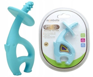 MOMBELLA Gryzak silikonowy Dancing Elephant BLUE
