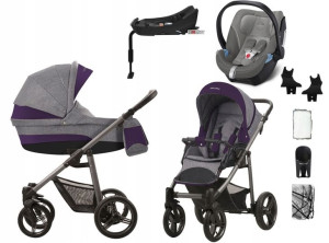Bebetto Wózek 4w1 Vulcano Cybex Aton Baza V08/gra