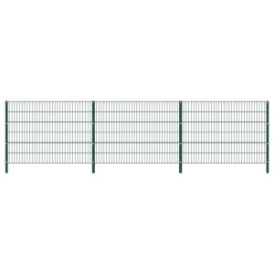 Panel ogrodzeniowy ze słupkami, żelazny, 5,1 x 1,2 m, zielony