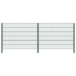 Panel ogrodzeniowy ze słupkami, żelazny, 3,4 x 1,2 m, zielony