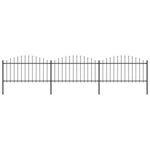 Panele ogrodzeniowe z grotami, stal, (1,25-1,5) x 5,1 m, czarne