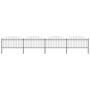 Panele ogrodzeniowe z grotami, stal, (1,25-1,5) x 6,8 m, czarne