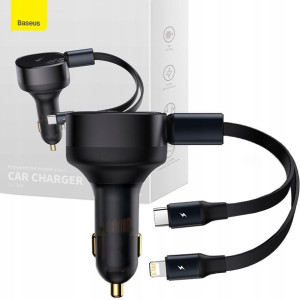 Baseus Ładowarka Samochodowa 2w1 30w Czarna