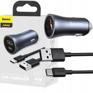Baseus Ładowarka Samochodowa Usb Usb-c 40w Kabel