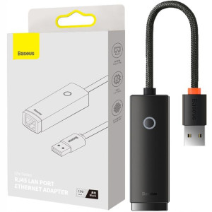 Baseus Adapter Rj45 Gniazdo Lan 100mbps Czarny