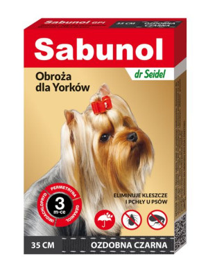 Sabunol obroża ozdobna czarna dla Yorków 35 cm