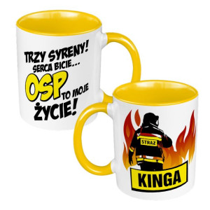 Kubek 330 ml "OSP to moje życie"-żółty.