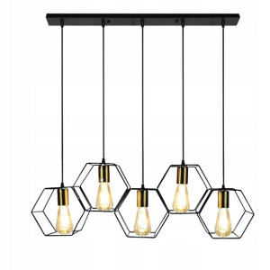 Metalowa Lampa Wisząca Czarna Nowoczesna Heksagon