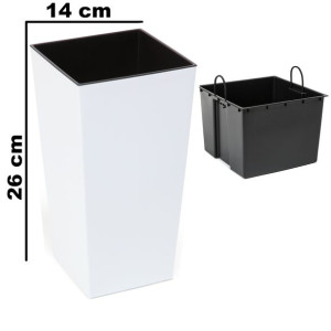 Doniczka wysoka z wkładem połysk Biały H 260 mm