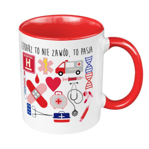 Kubek 330 ml "Lekarz to nie zawód, to pasja"-czerwony.