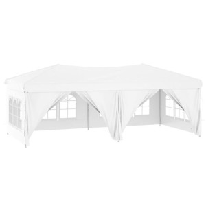 Składany namiot imprezowy ze ściankami, biały, 3x6 m