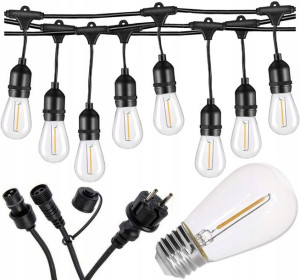 Girlanda OGRODOWA ŁAŃCUCH 10M + 10x żarówka LED 1W
