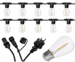 Girlanda Ogrodowa LED 15m + 15x Żarówki LED E27 1W