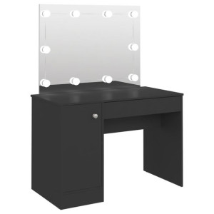 Stolik do makijażu z oświetleniem LED 110x55x145 cm, MDF, czerń