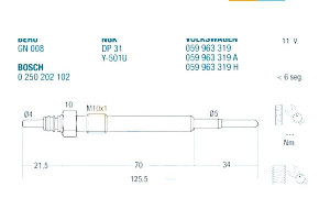 Świeca Żarowa Vw Tdi 2,5 Fae