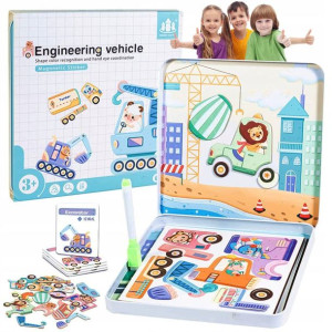 Montessori PUZZLE MAGNETYCZNE Samochody Auta 51 el