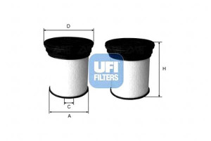 Filtr Paliwa Diesel Wklad Kpl. 2szt Ufi