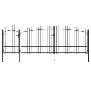 Brama ogrodzeniowa z grotami, 5 x 2,25 m, czarna