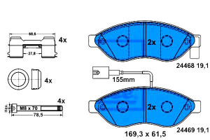 Klocki Hamulcowe Fiat Przód Ducato 06- Ład 1600kg