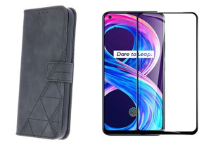 Etui Smart Trendy z klapką + Szkło do Realme 8 / 8 Pro